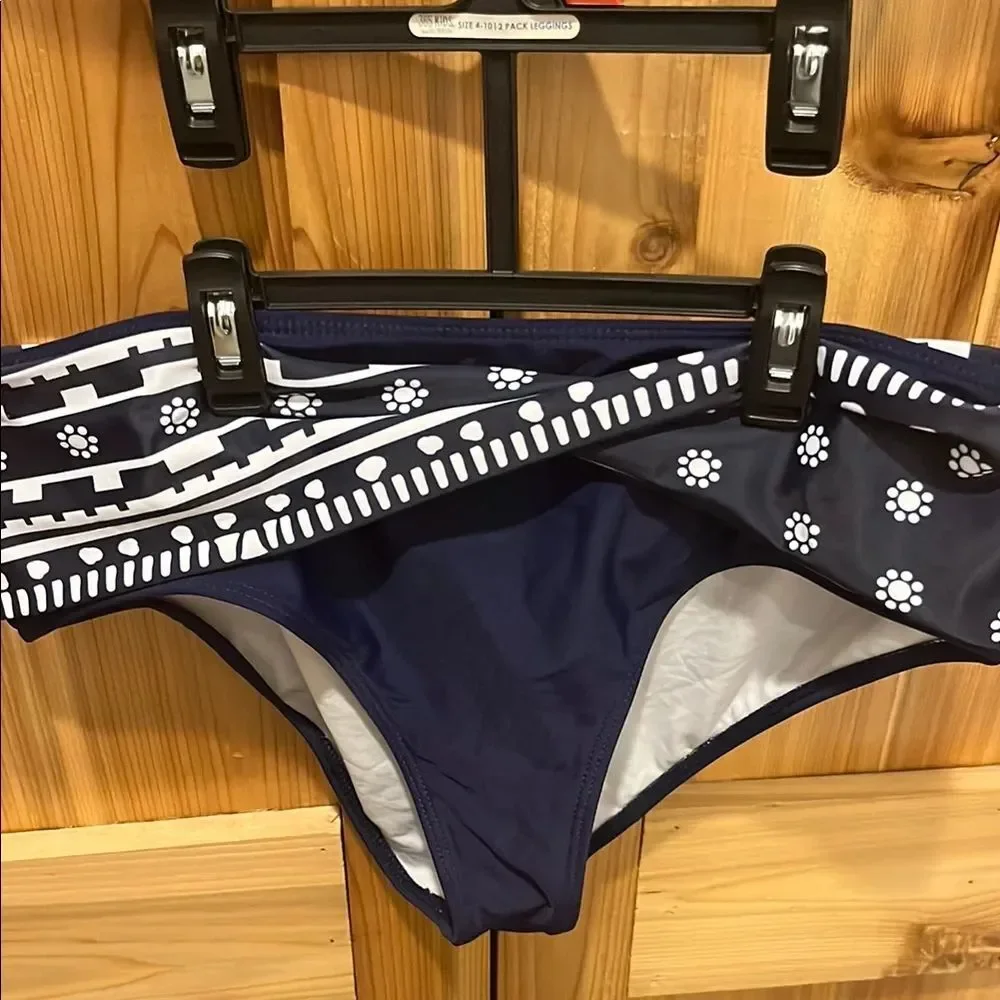 Navy and White Patterned Bikini Set - Read Description